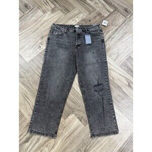 NWT Rewind Jeans Size 17/33W Women’s Smoke Grey Distressed Straight Leg Denim